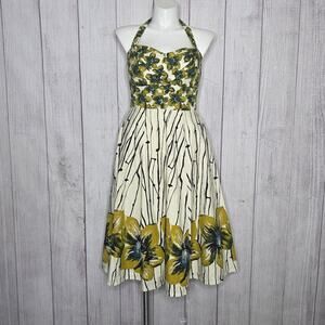 Anthropologie Girls From Savoy Burgeoning Hypericum Dress 14 Glee Floral Halter